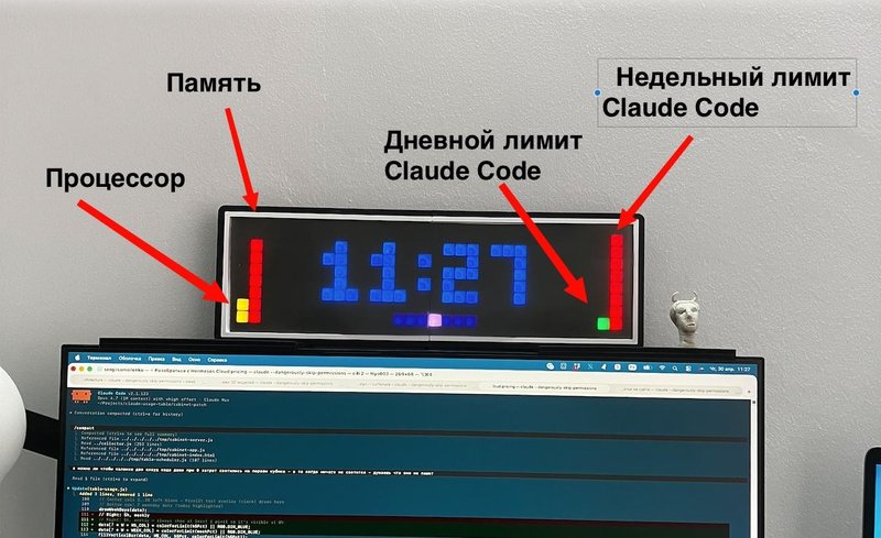 Усовершенствовал свои ESP32 часы — теперь показывают: