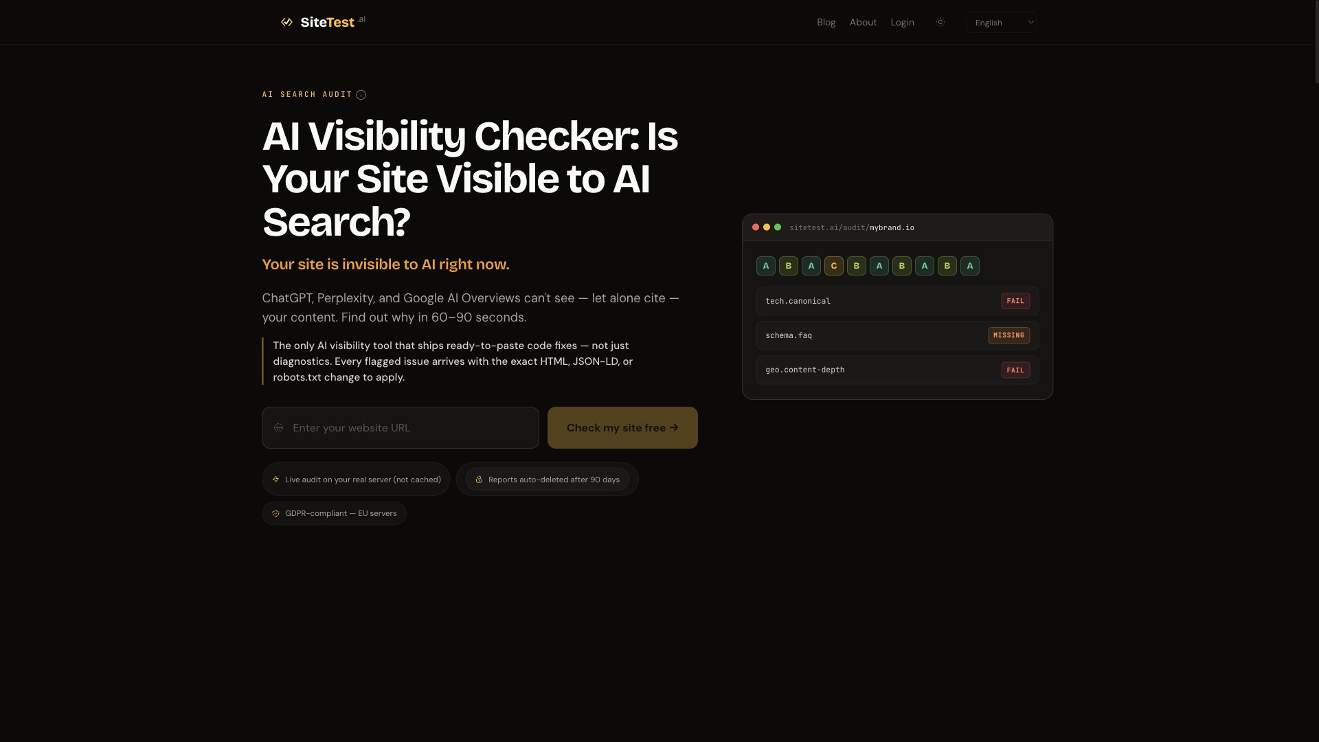 🔥 Запустил sitetest.ai — ИИ-аудит сайтов. Открыл бета-тест с промокодом MYITNOTES