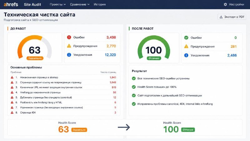 КЕЙС: 6 сайтов за неделю доведены мною до 100 из 100 в Ahrefs