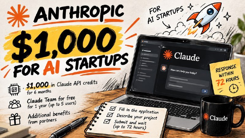 Anthropic раздаёт $1 000 на Claude для стартапов